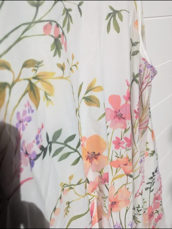 Calvin Klein White Floral Sleeveless Dress with Pink, Purple & Peach Accents - Picture 3 of 4